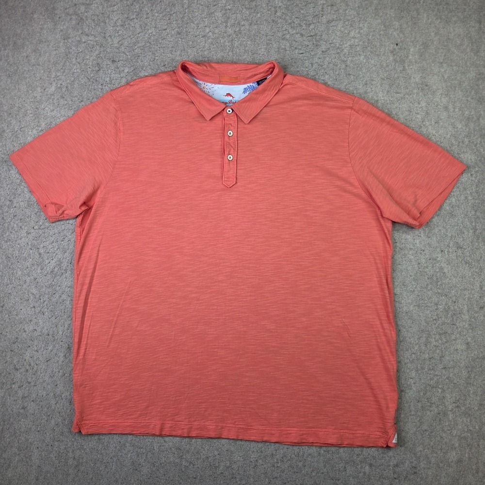 Tommy Bahama Pima Cotton Polo Shirt Mens 3XL Orange Short Sleeve Lightweight